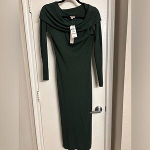 Jennie Mai X INC green OTS fitted midi dress